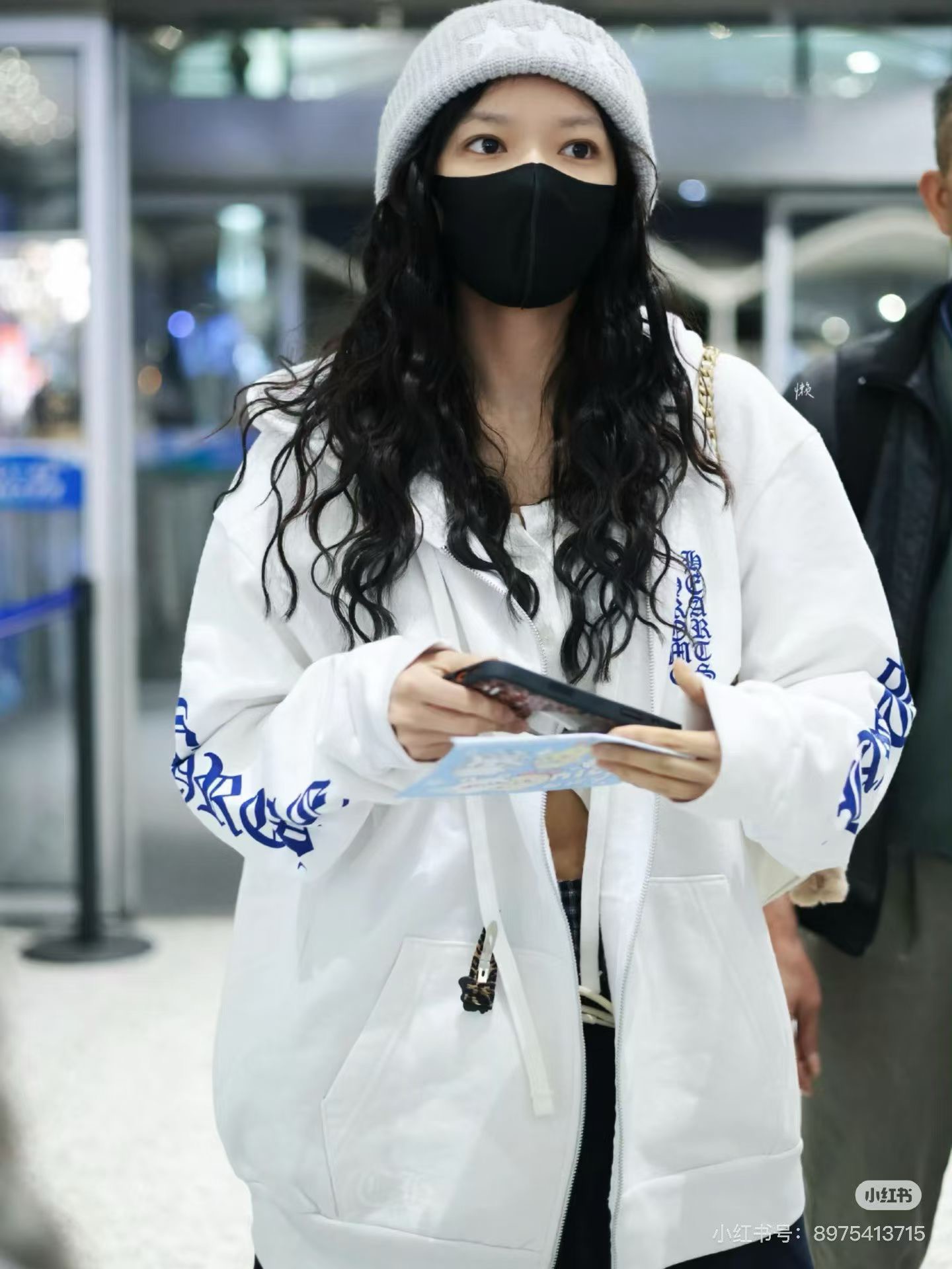 Chrome Hearts Blue Zip-Up Hoodie with Sanskrit LogoSize: S-XL