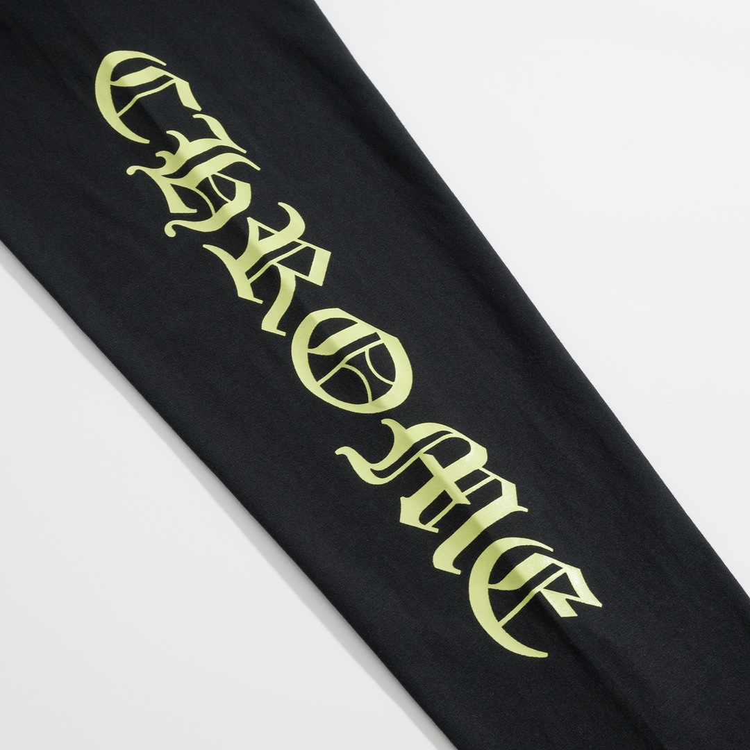 CH Chrome Hearts Fluorescent Letter Sanskrit Long-Sleeve T-ShirtCustom-made comfortable cotton fabric, chest pocket design, fluorescent Sanskrit print on the collar and sleevesSizes S-XL