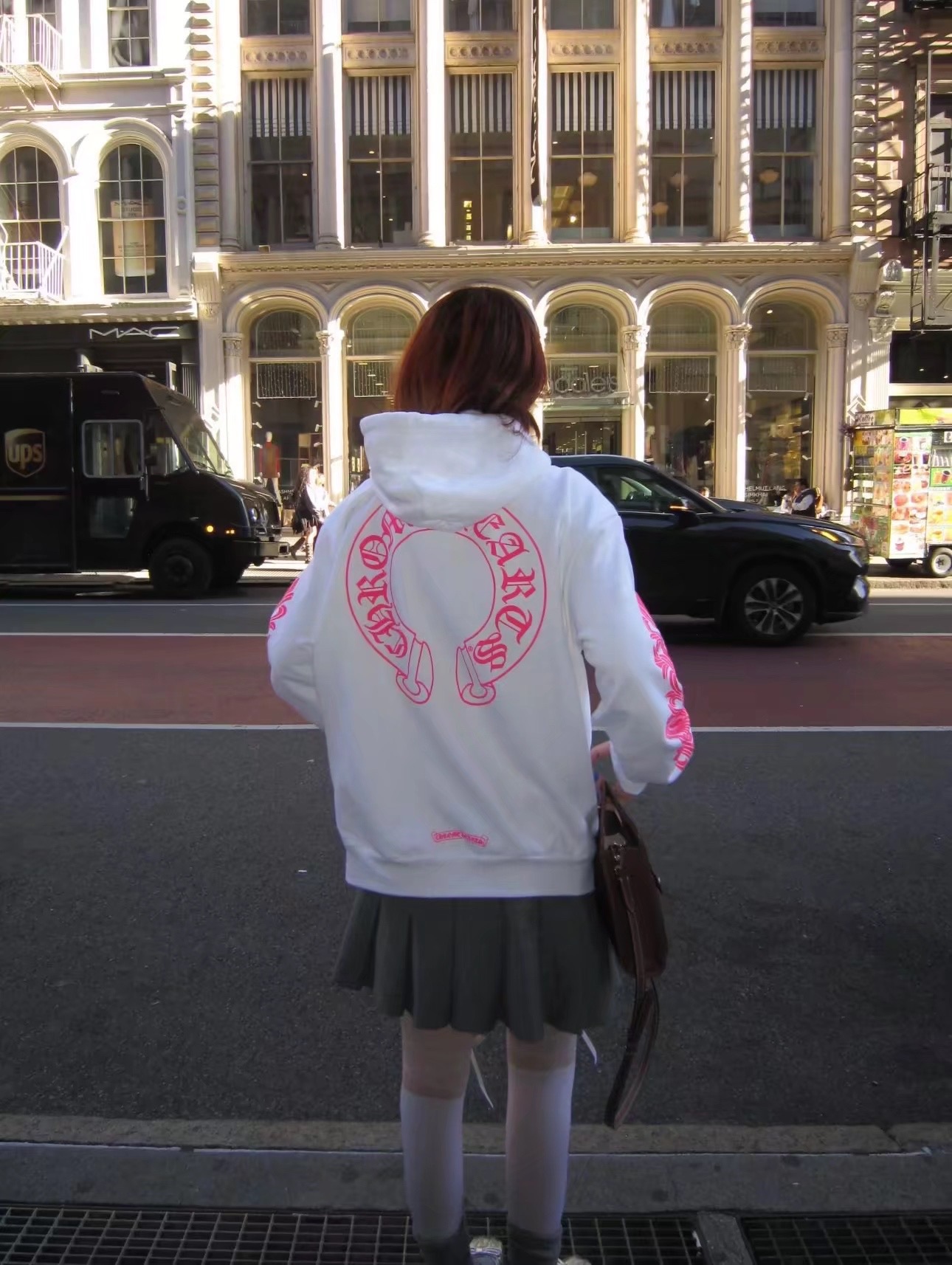 Chrome Hearts Pink Horseshoe Flower Sleeve Hooded Zip-Up SweatshirtSize: S M L XL