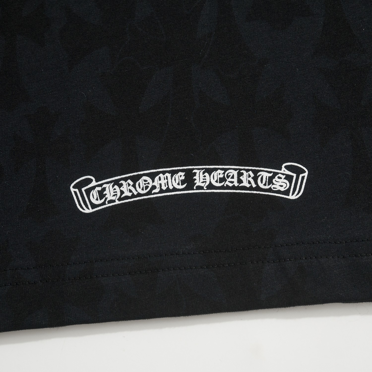 CH Chrome Hearts Long-Sleeve T-Shirt with Dark Cross PrintCustom-dyed fabric; horseshoe print on the chest pocket; scroll and Sanskrit print on the back; cross print on the shouldersSizes: S, M, L