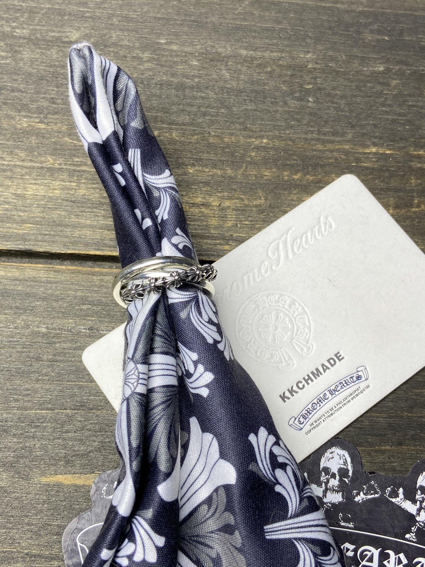 Tiny three-ring ring, all sizes available.