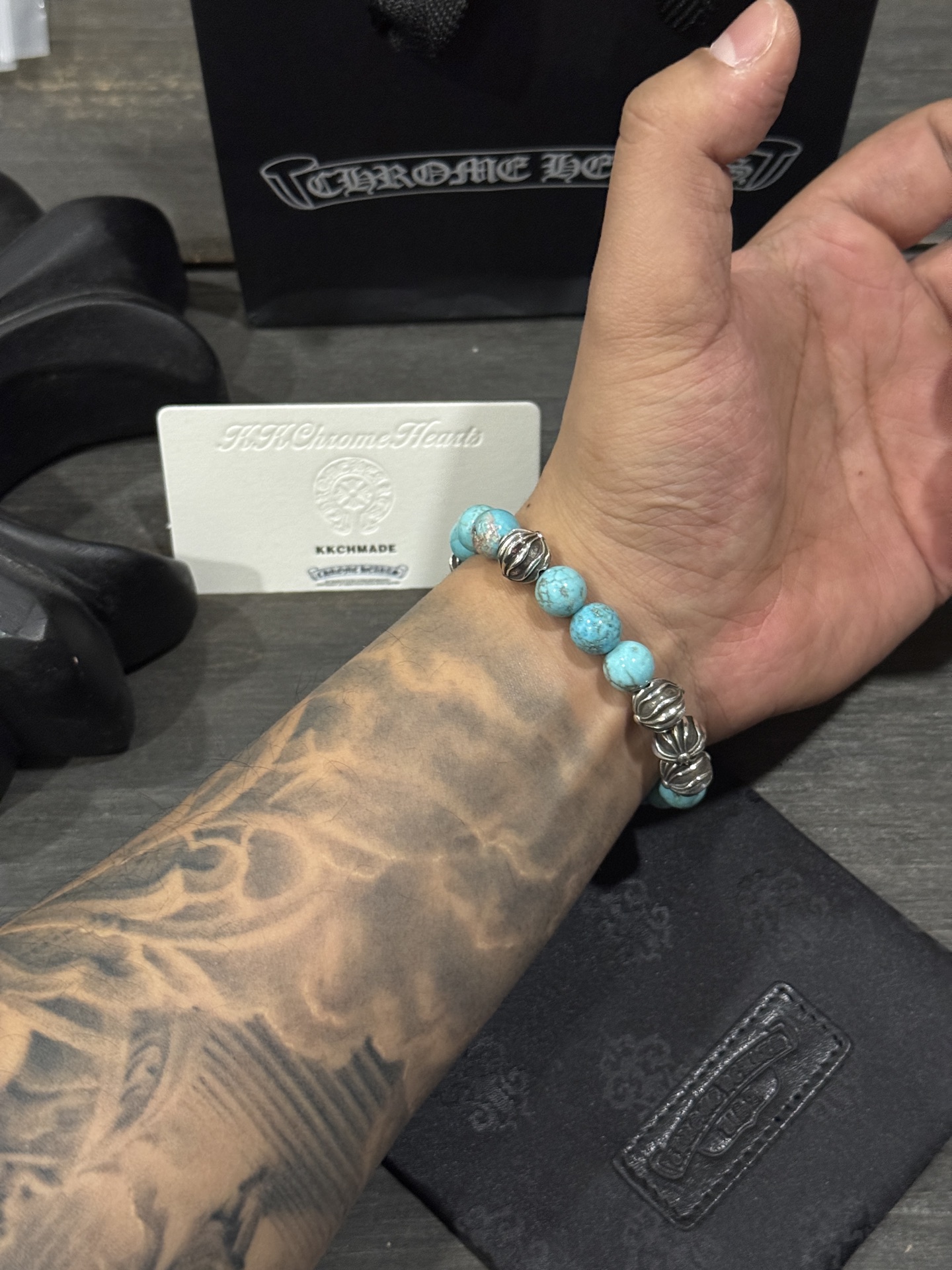 Customer order: turquoise 8-silver bead bracelet