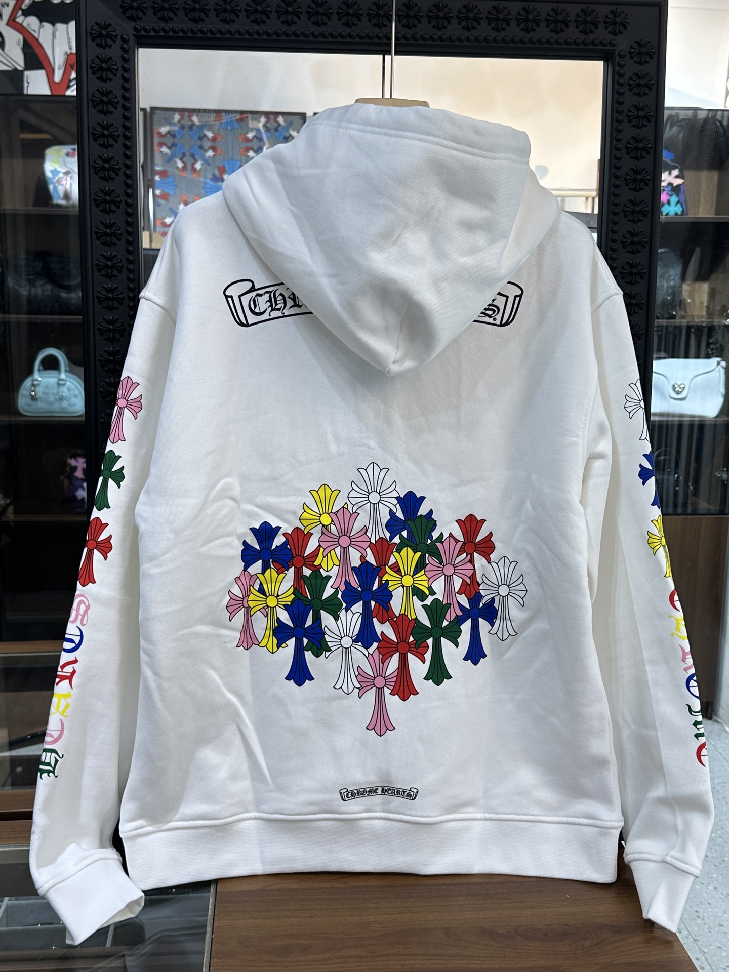 Chrome Hearts Rainbow Phantom Cross White Zip-Up HoodieSize: S M L XL