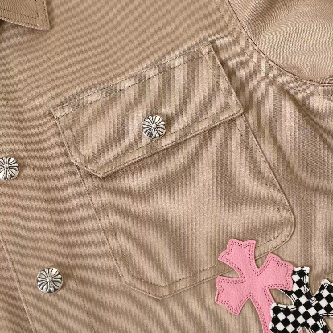 CH pink khaki checkered work jacket