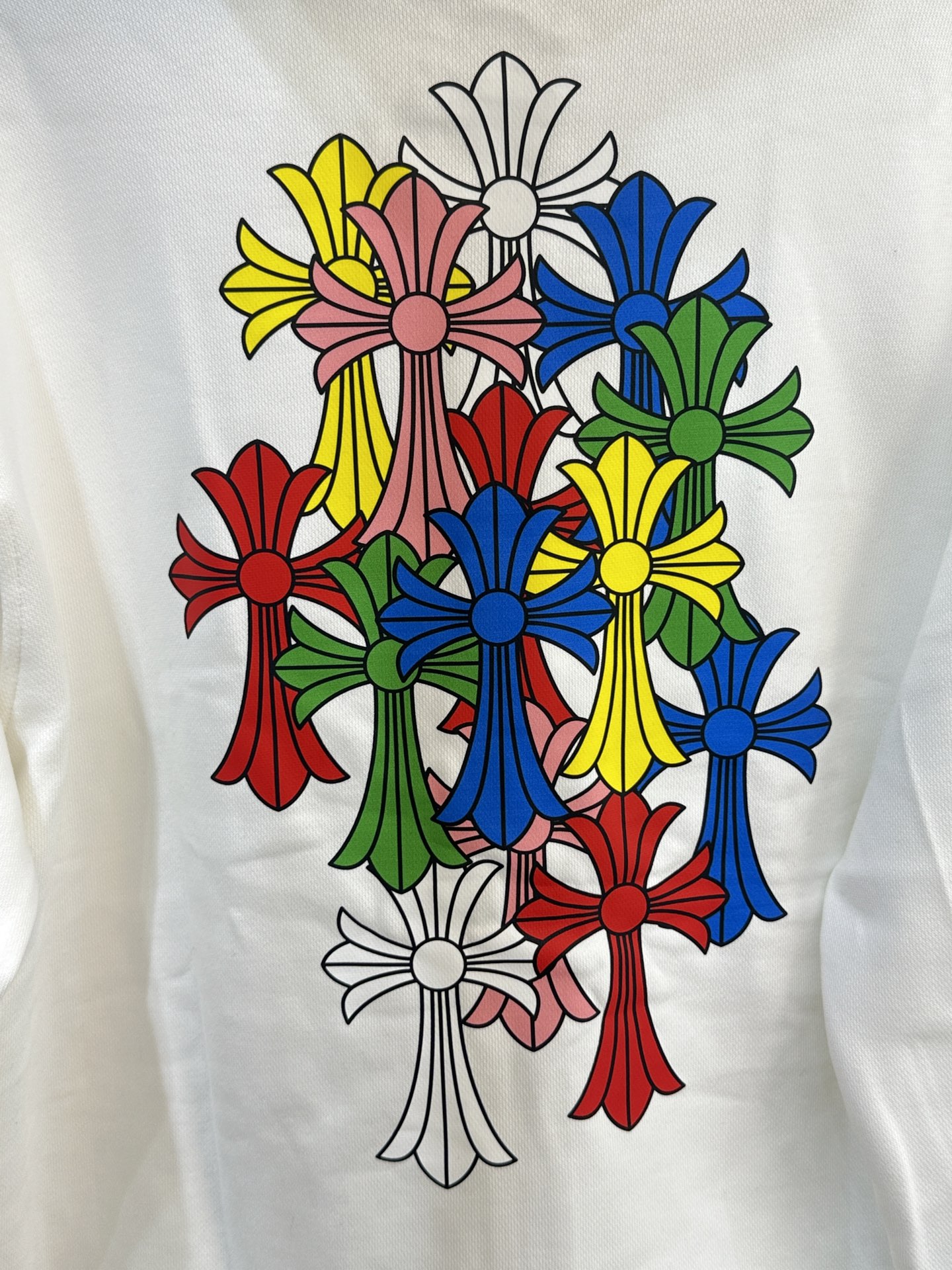 Chrome Hearts Colorful Cross White Zip-Up HoodieSize: S M L XL