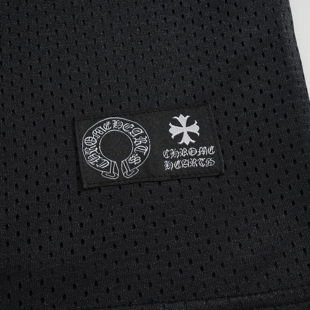 CH Chrome Hearts Ice Hockey Short-Sleeve T-ShirtCustom mesh material, Sanskrit print, woven label embellishment, V-neck design, skin-friendly and comfortableSizes S, M, L