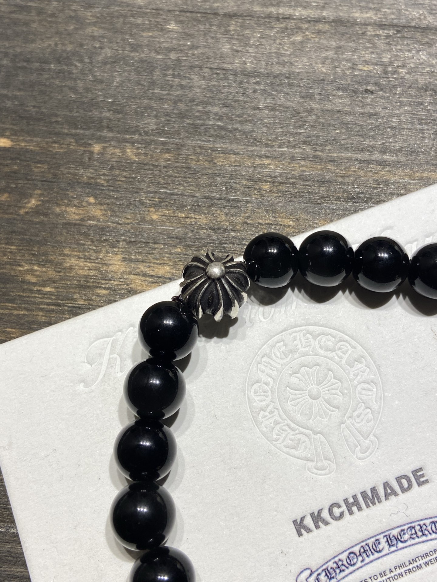 Customer order: Obsidian 3-Silver Bead Bracelet