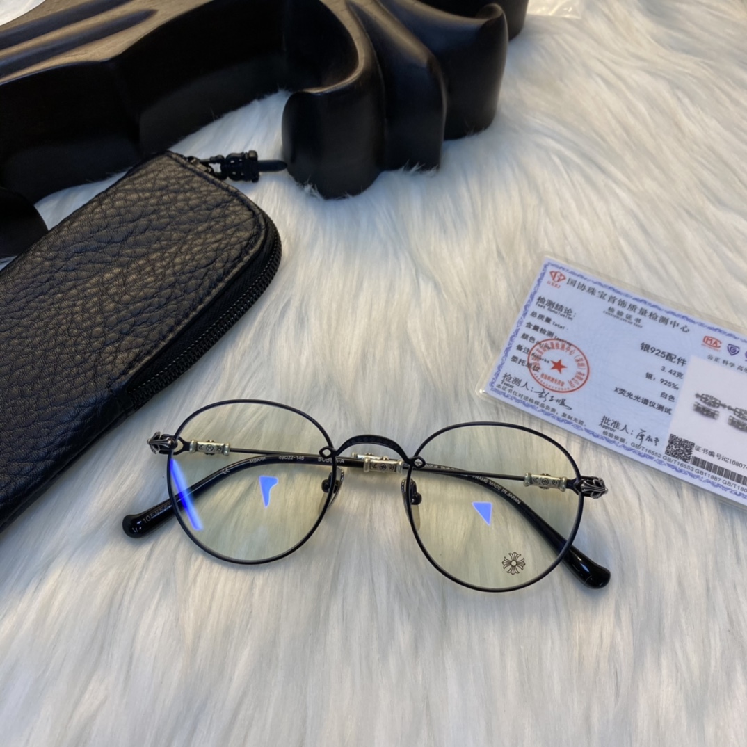 【Chrome Hearts Silver Accessories, Black Polka Dot Glasses】Finally shipped after 4 months of development. Accessories are identical to the authentic 925 silver. Leather bag packaging. Retail price: 9000+ RMB.