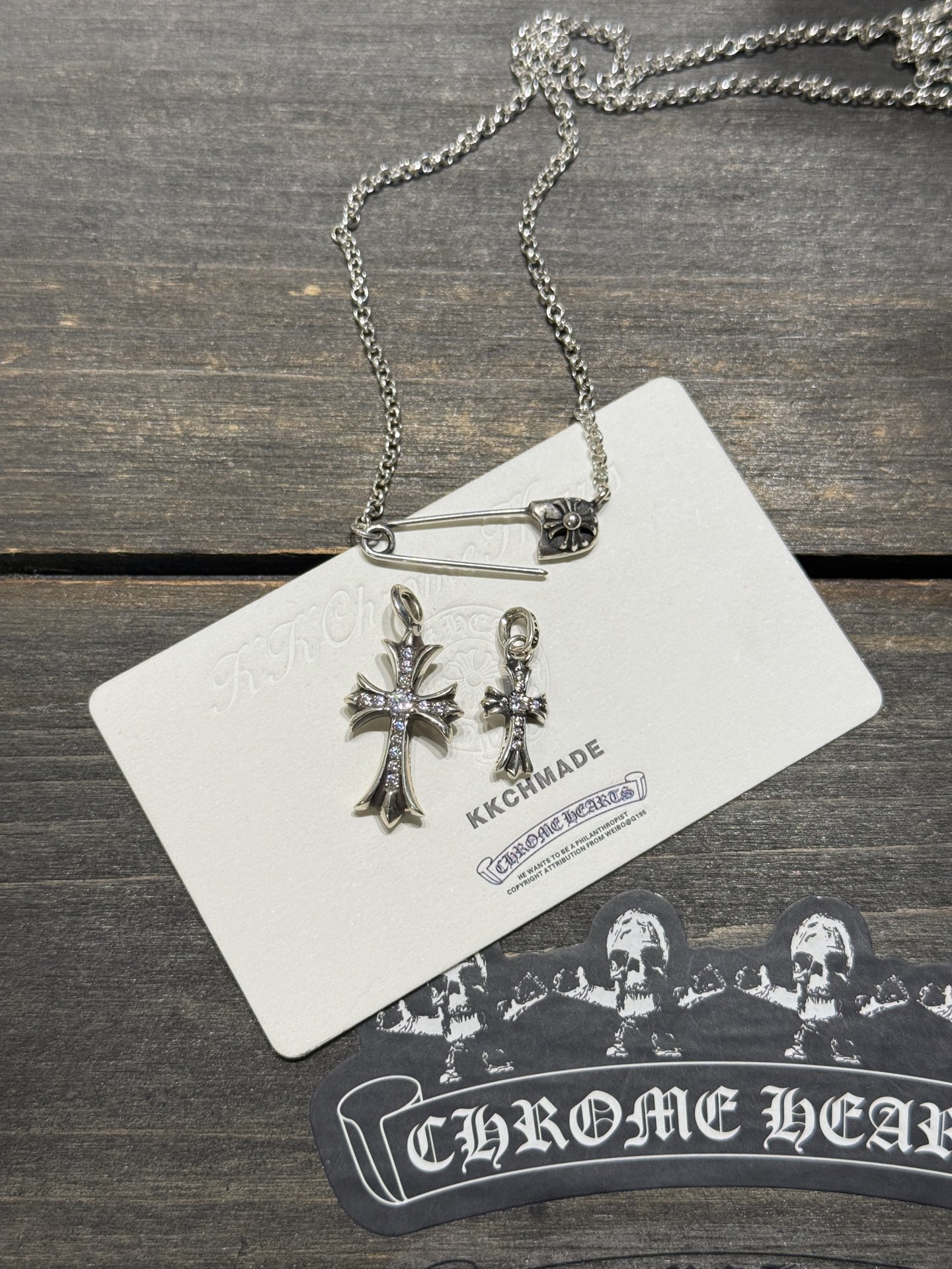 925 Sterling Silver Moissanite Double Cross Diamond Inlay with Top-Tier Setting and Engraving Details. Outshines all others on the market; the best in China, bar none.