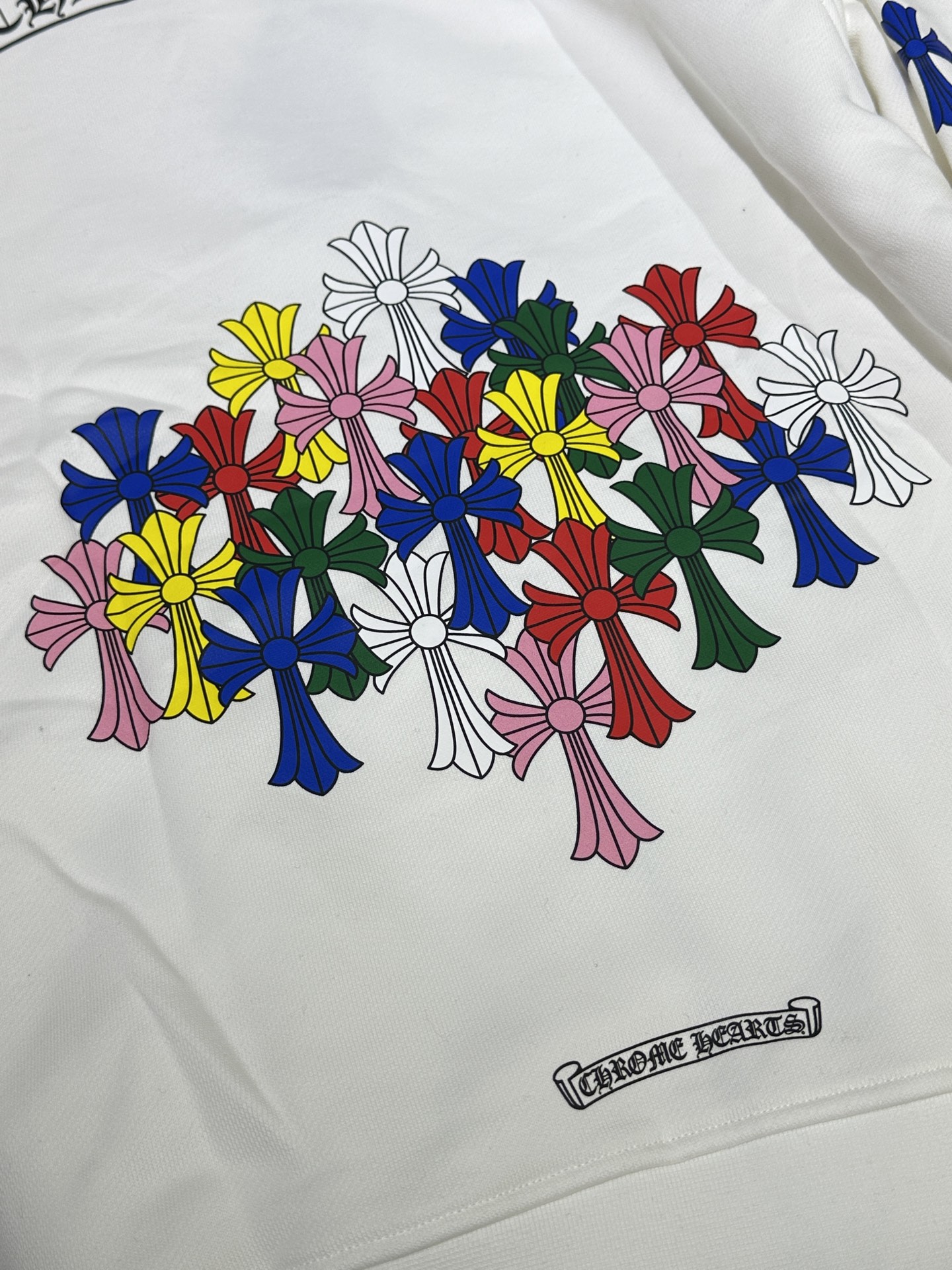 Chrome Hearts Rainbow Phantom Cross White Zip-Up HoodieSize: S M L XL