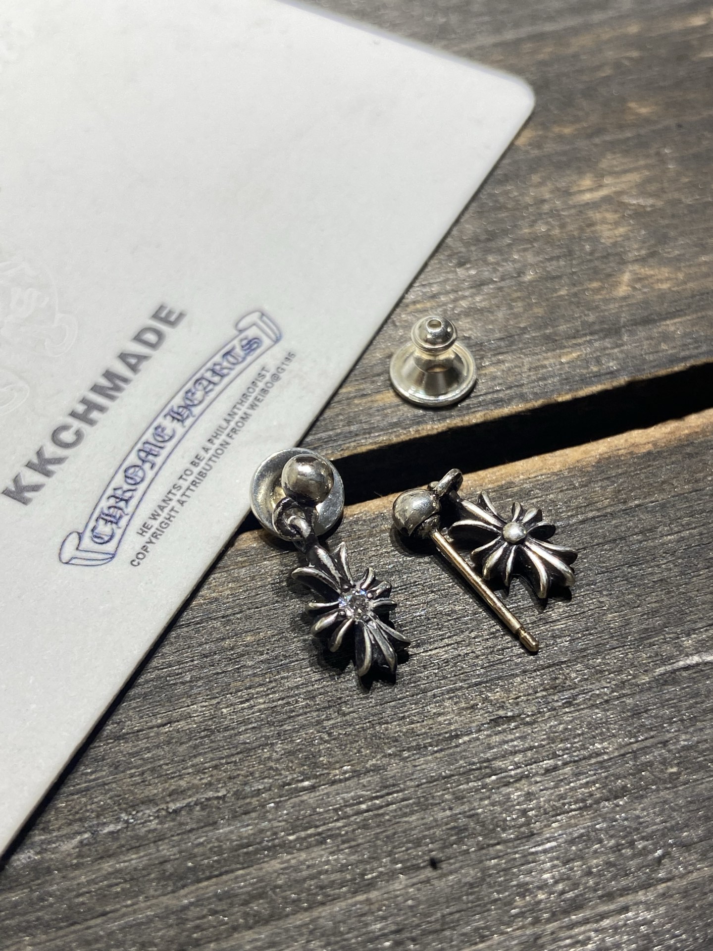 Customer order 🔝vvs single diamond cross gold needle stud earrings