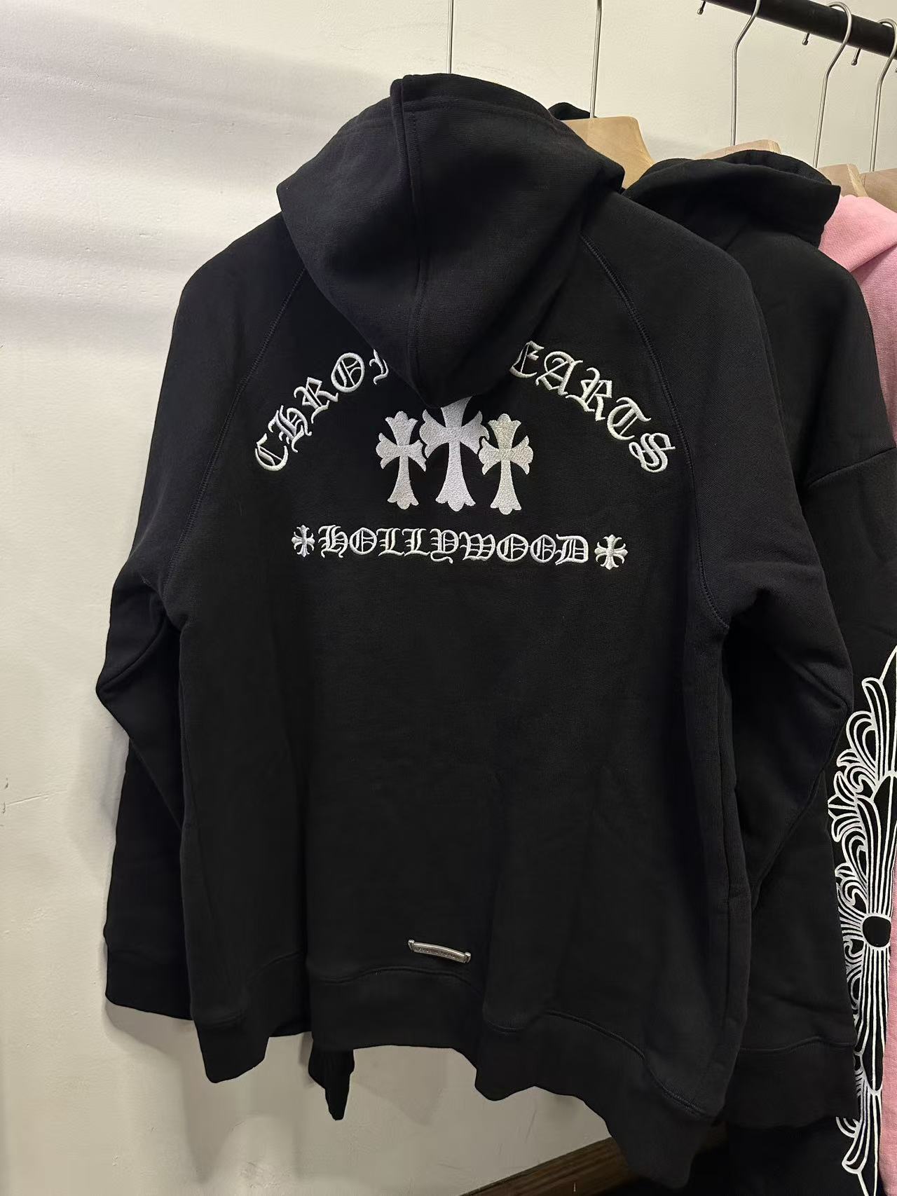 Chrome Hearts Black Zip-Up Sweatshirt with Three Cross Embroidered Letters Sizes S-XL