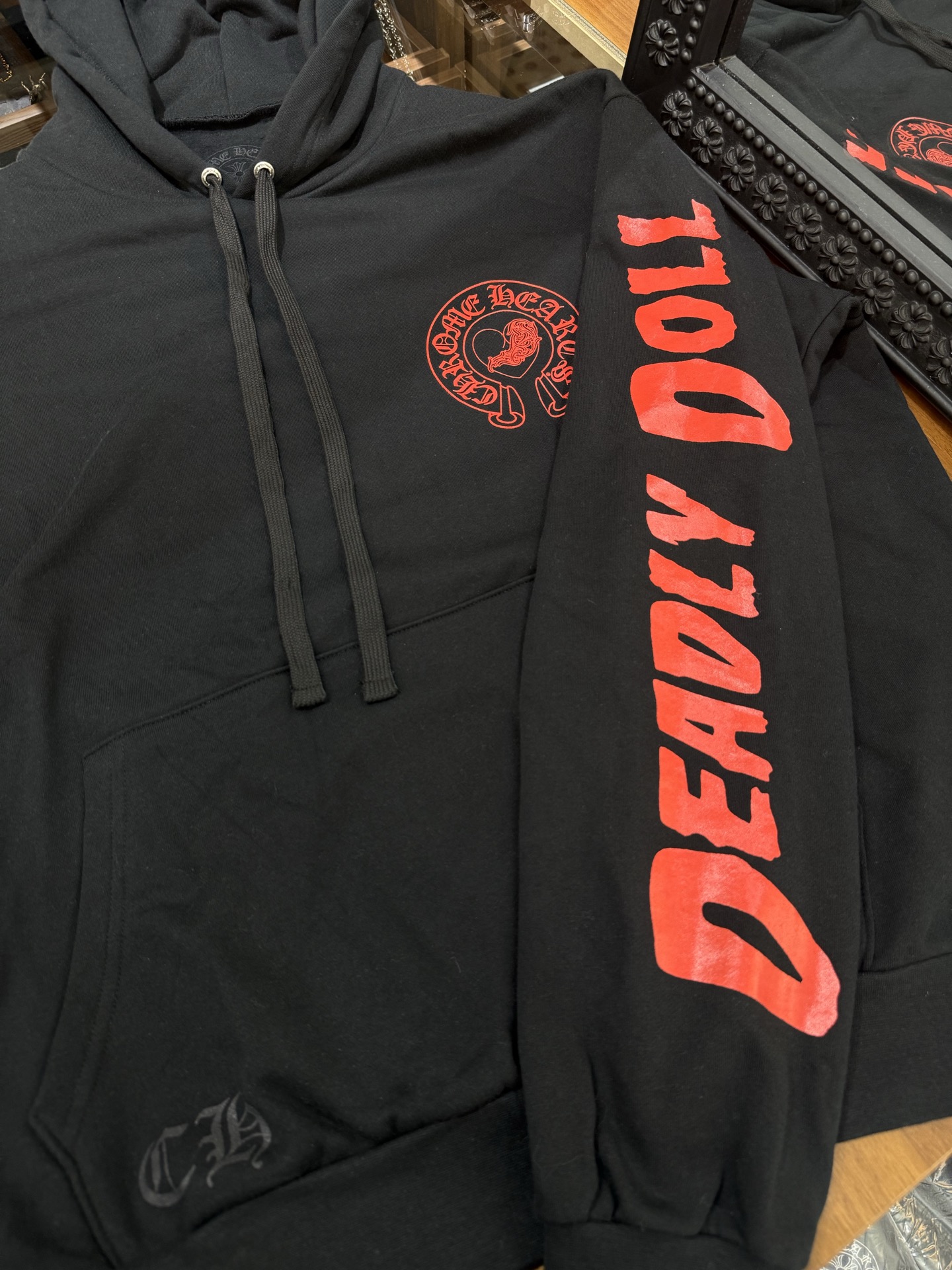 Chrome Hearts x Deadly Doll Limited Edition Red Horseshoe HoodieSize: S M L XL