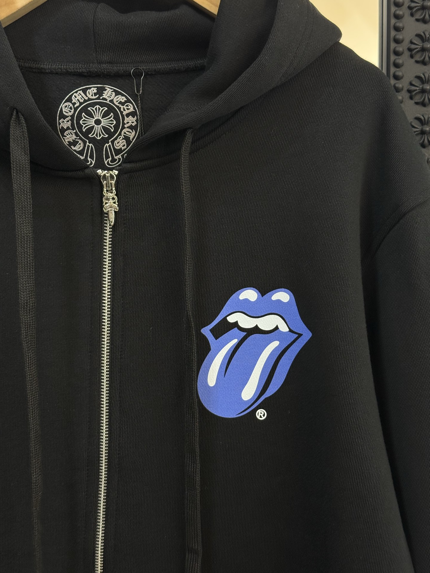 Chrome Hearts Rolling Stone Blue Tongue Collaboration Zip-Up HoodieSizes: S M L XL