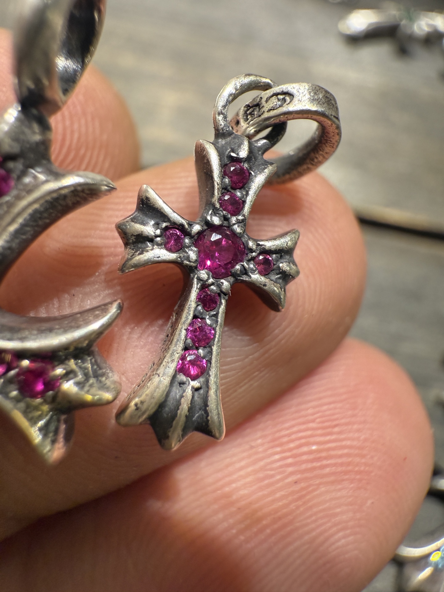 925 Sterling Silver, Red Diamond Double Cross Inlay, Top-Tier Engraving Details – Outshines All Others on the Market, the Best in China, Bar None