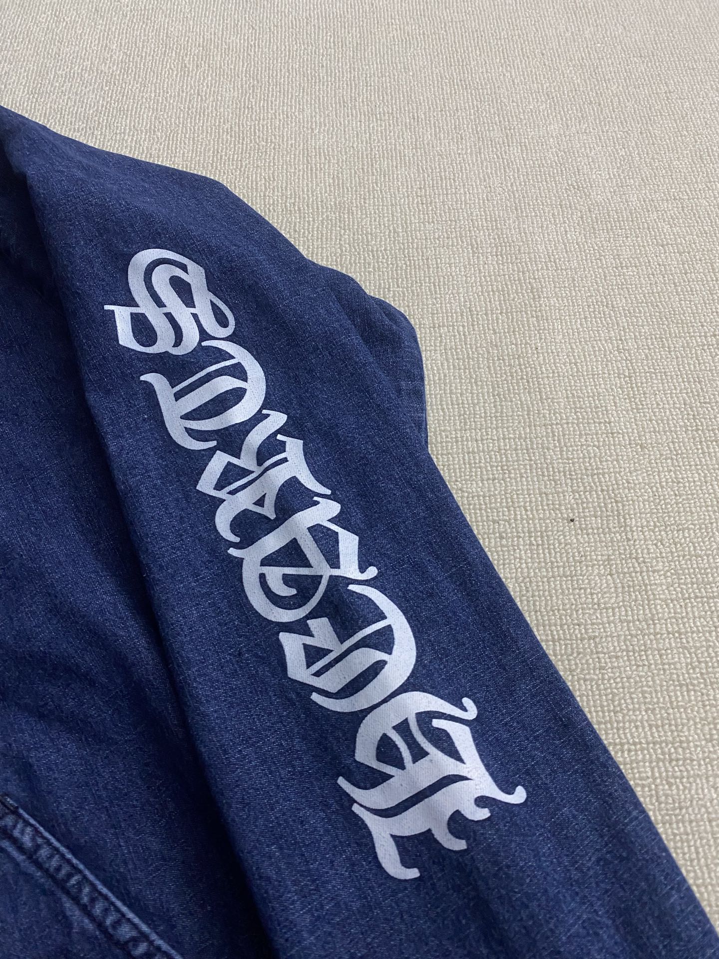 Chrome Hearts Denim Cross-Panel Leather Half-Zip HoodieSize: S M L XL