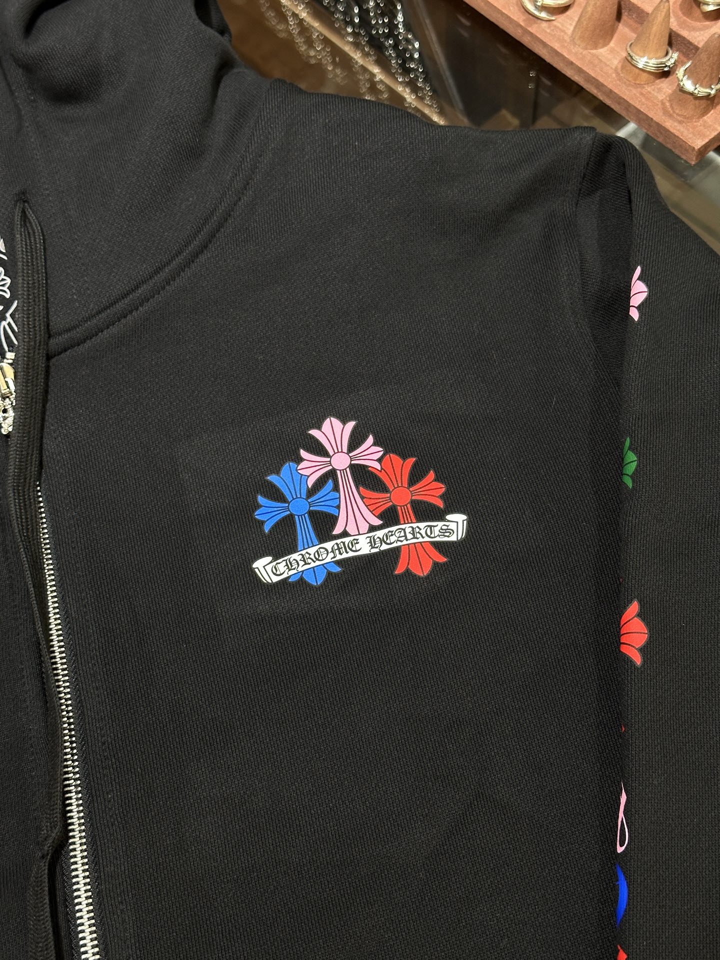 Chrome Hearts Rainbow Phantom Cross Black Zip-Up HoodieSize: S M L XL