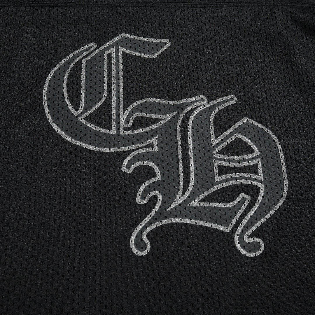 CH Chrome Hearts Ice Hockey Short-Sleeve T-ShirtCustom mesh material, Sanskrit print, woven label embellishment, V-neck design, skin-friendly and comfortableSizes S, M, L