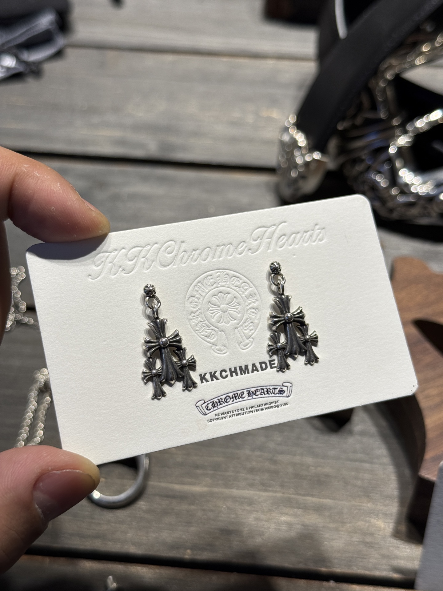 Three-cross earrings, limited stock available.