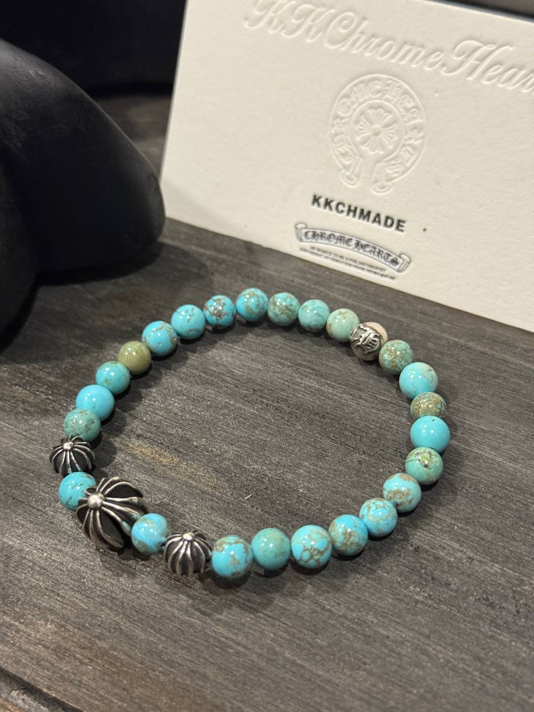 Customer order: 4-bead turquoise cross-pattern bracelet