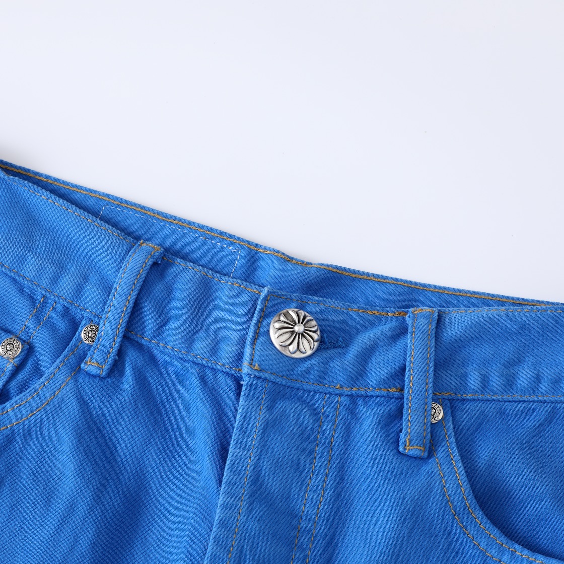 CH London Exclusive Blue City-Limited Jeans: These jeans are undeniably stylish and unique, their rarity speaks for itself. Made with a special original denim fabric, identical to Vintage 501, they undergo a special hand-finishing process and three w