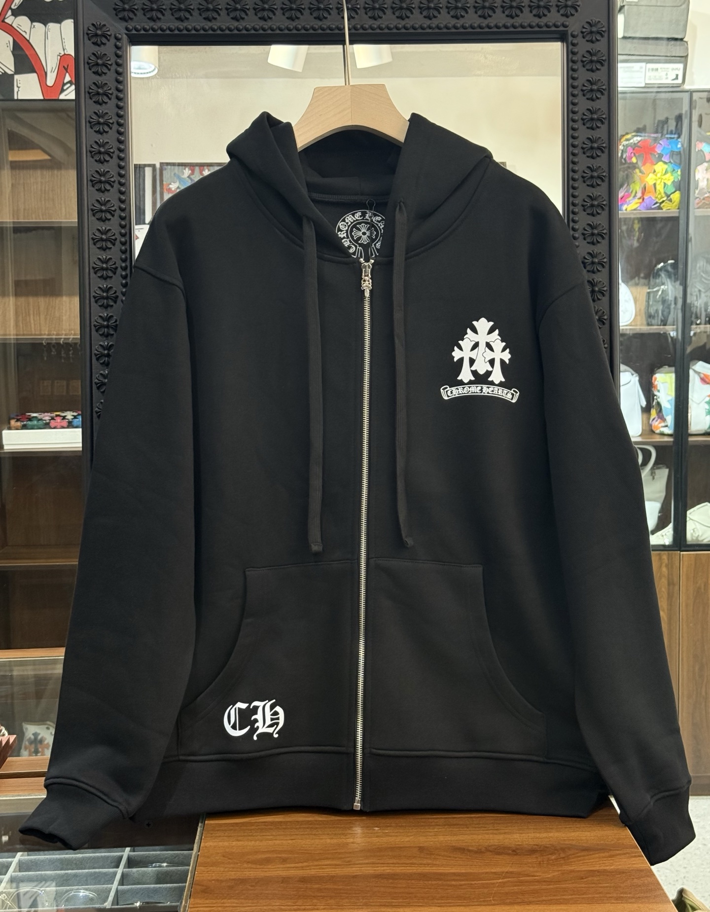 Chrome Hearts Cross Print Zip-Up Sweatshirt/HoodieSizes: S M L XL