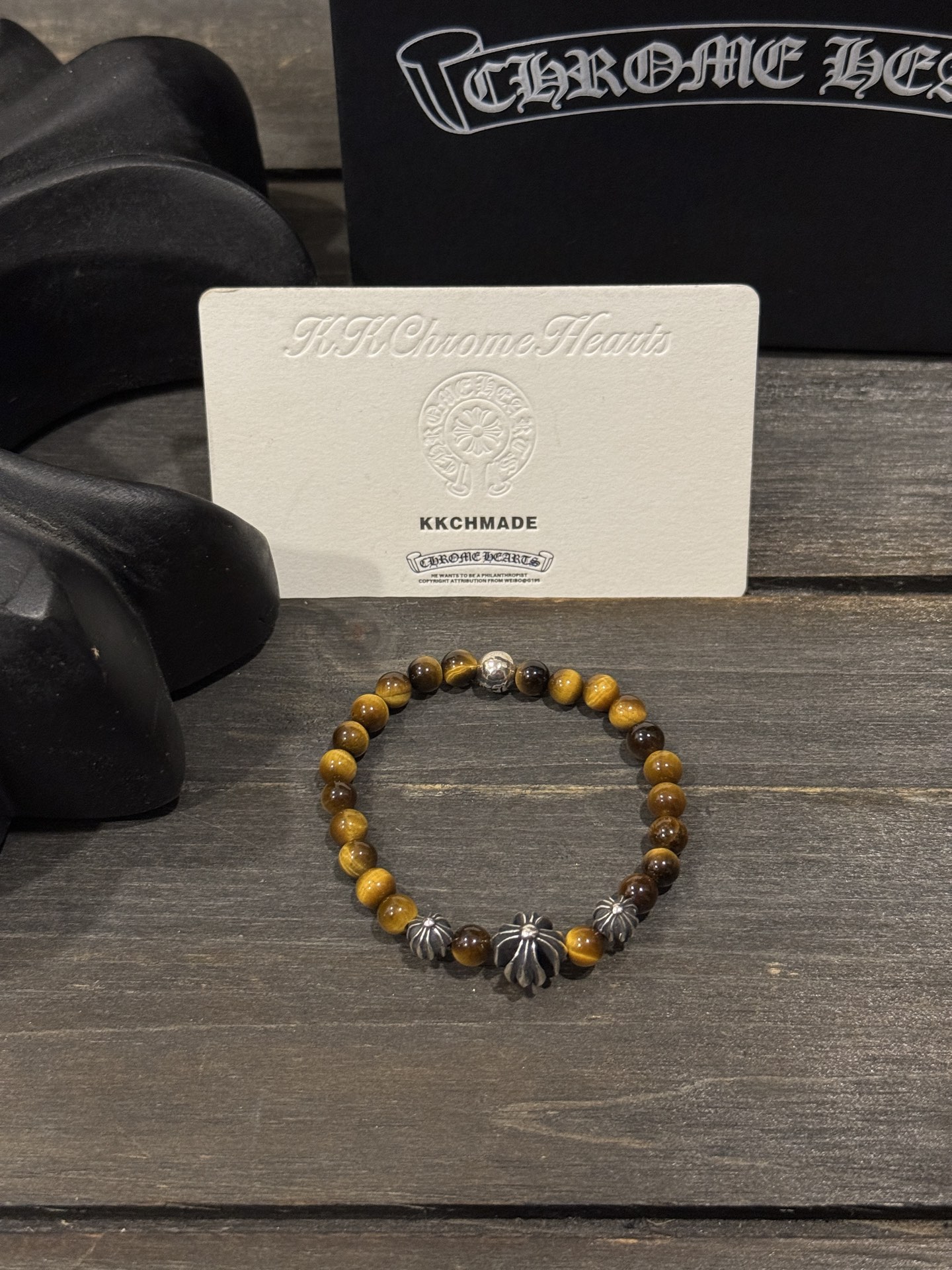Customer order: Tiger's Eye 4-Silver Bead Bracelet