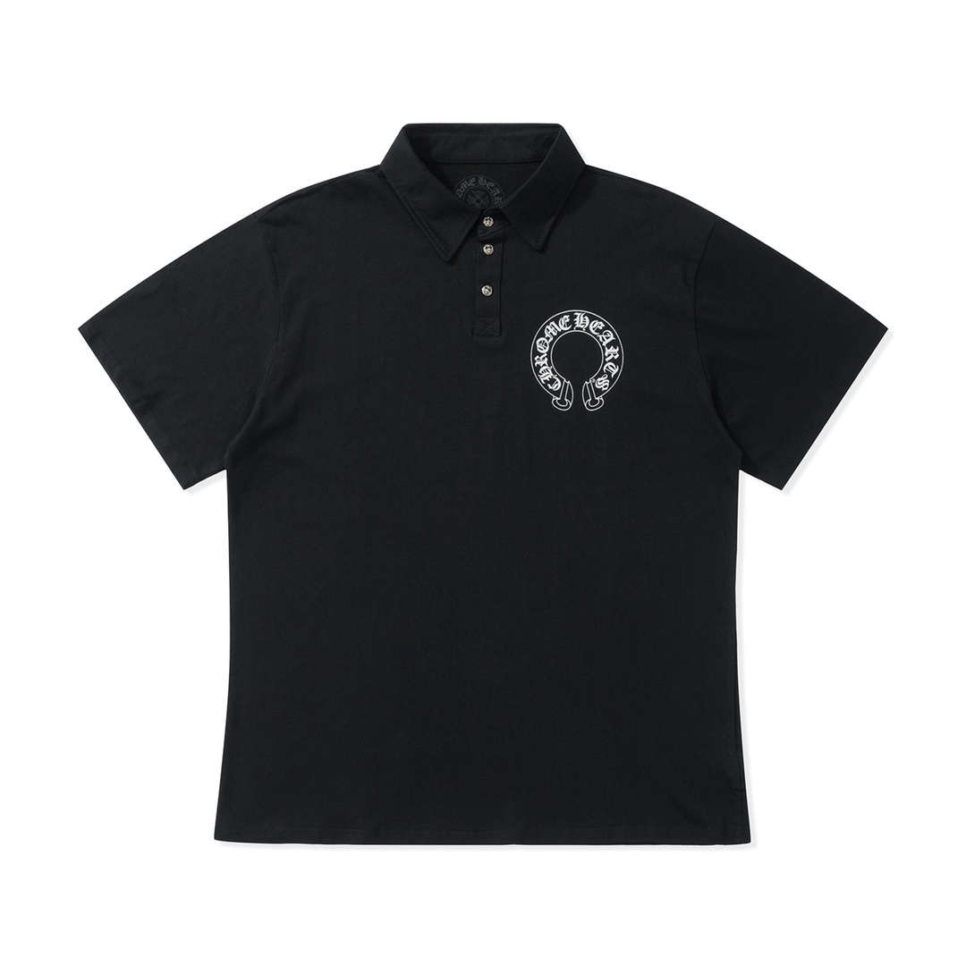 CH Chrome Hearts 24SS Horseshoe Print Polo ShirtMade from custom-woven and dyed 220g pure cotton, soft and comfortable to the touch, very skin-friendly, versatile and simple. The collar and chest print uses imported ink for 3D printing with consist