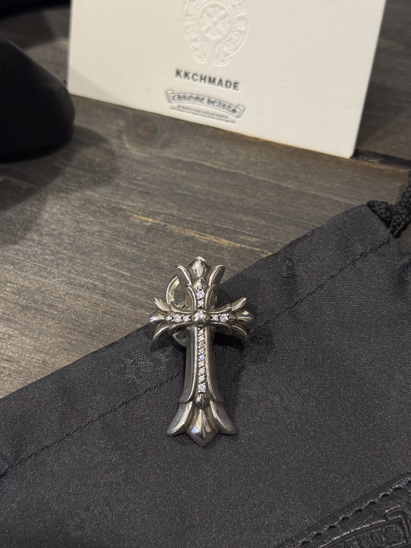 Customer order: Sterling silver, full diamond, double-layered cross pendant