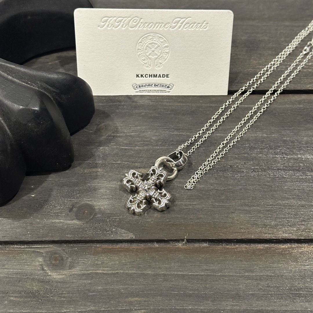 Customer order: Small Flame Cross + Pearl Necklace