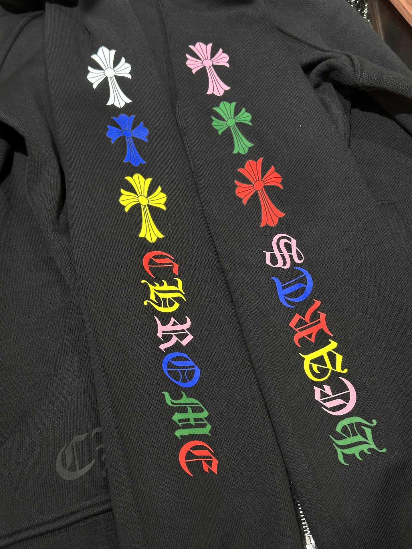 Chrome Hearts Rainbow Phantom Cross Black Zip-Up HoodieSize: S M L XL