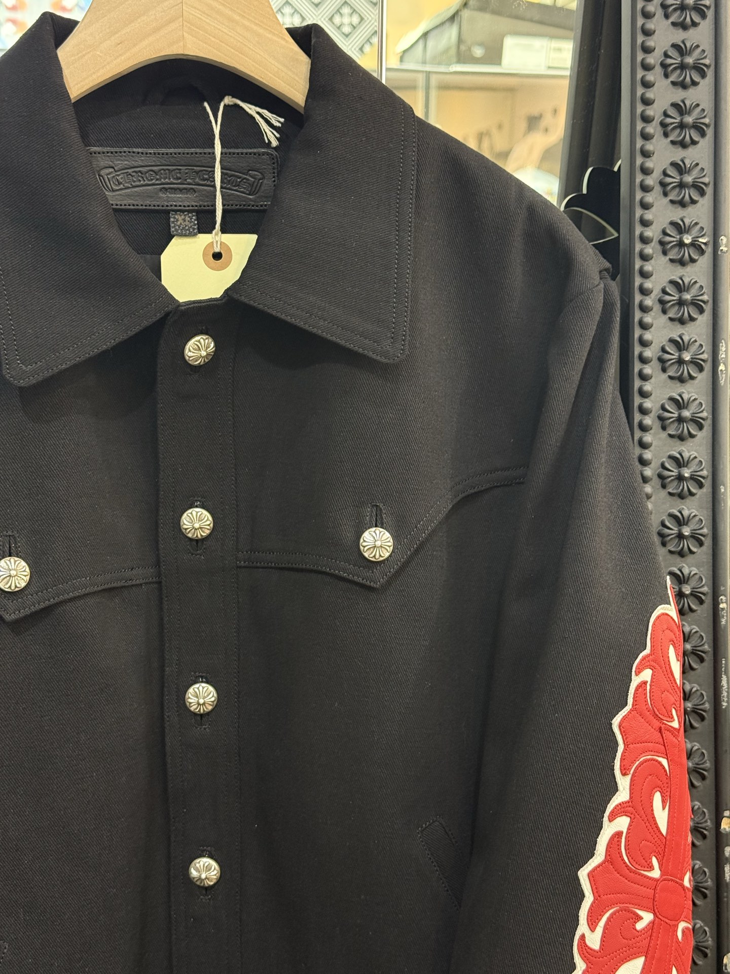 Chrome Hearts Double Floral Arm Vine and Flame Denim JacketIncredibly stylish on, a high-end custom pieceSizes: S-XXL