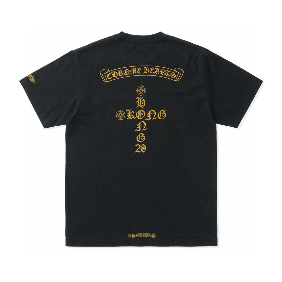 CH Hong Kong Exclusive Gold Glitter Short-Sleeve T-ShirtOriginal Design, Top-Tier Details, 1:1 Custom-Made to Y Version, Unisex, Sizes S-XL