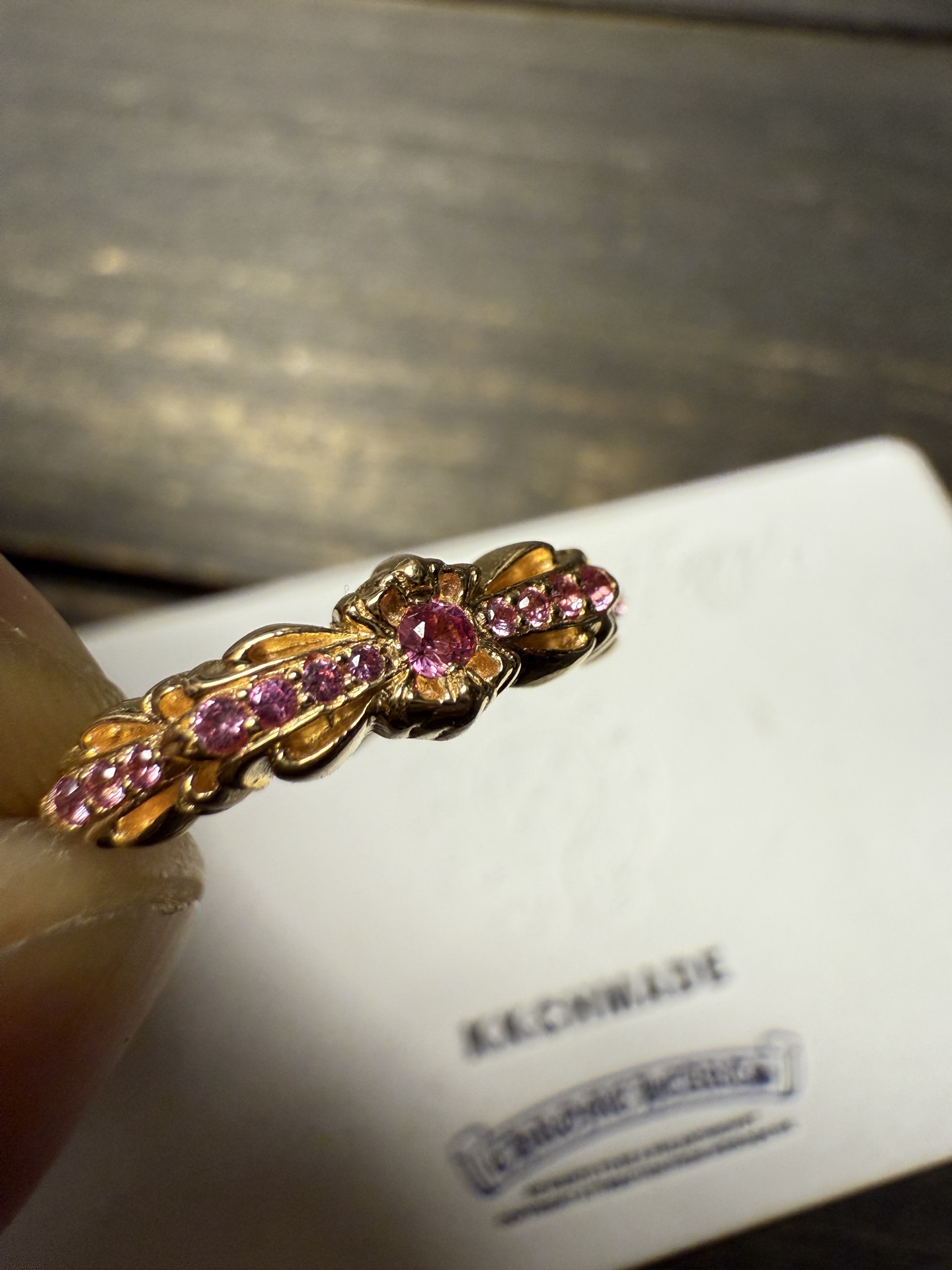 Custom-made for clients: 22k gold pink diamond narrow open cross flower design
