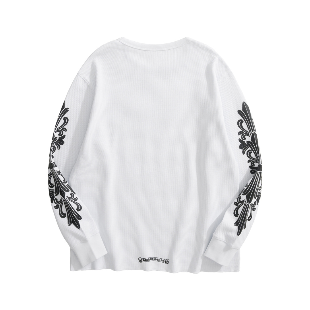 Chrome Hearts 2025 Spring/Summer Waffle Long-Sleeve T-ShirtA perfect blend of classic and innovative design, showcasing individuality with Chrome Hearts' iconic Sanskrit logo. Sizes S, M, L