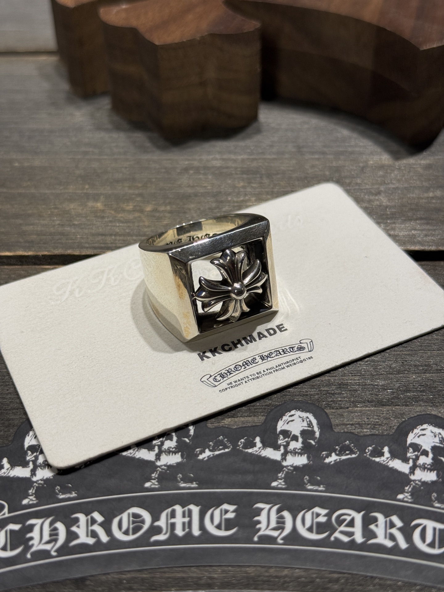 Openwork large cross flower ring, all sizes in stock.