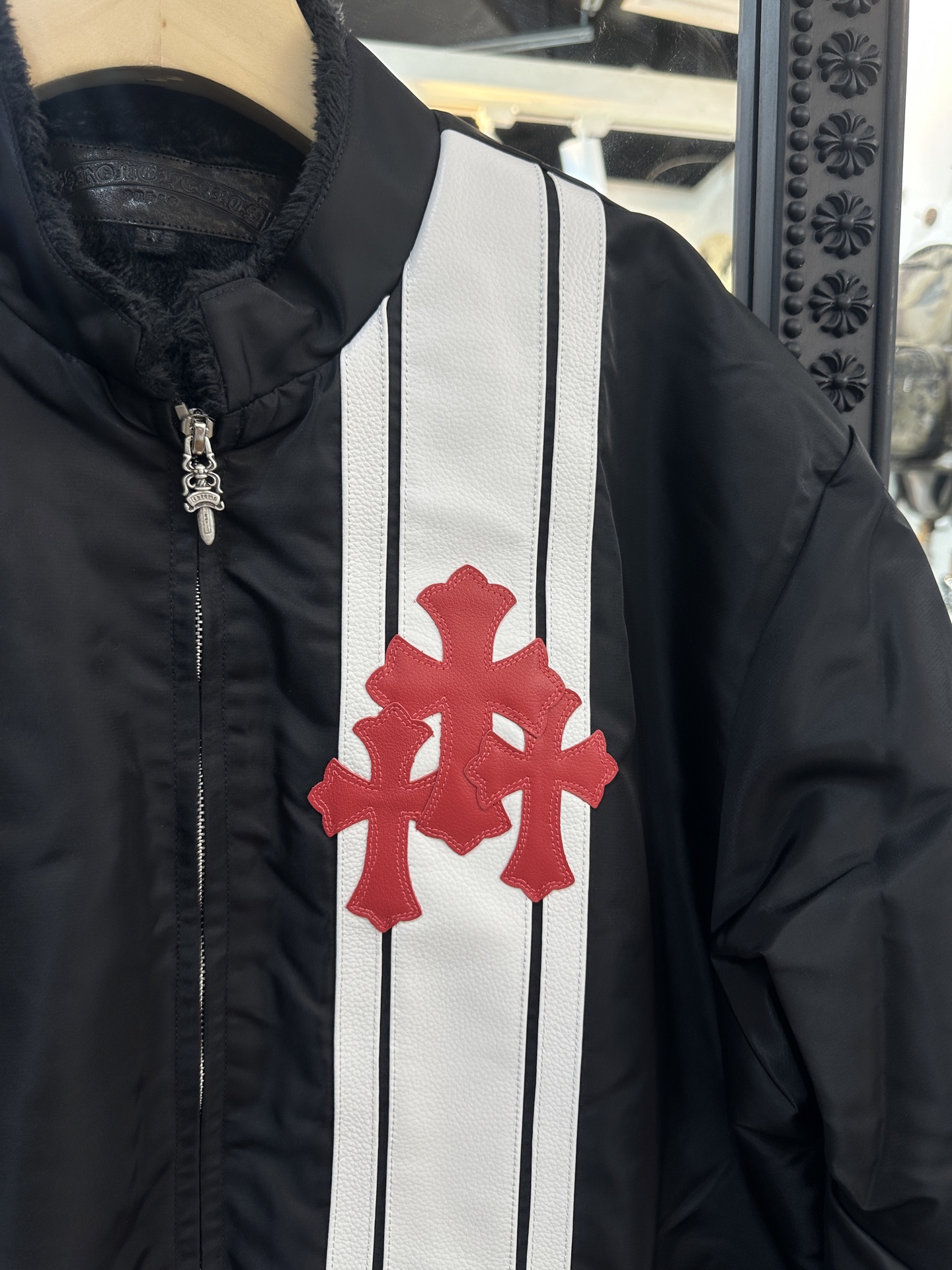 Chrome Hearts Black Cotton Jacket, New Style with Three-Cross PatchworkSize: S M L XL