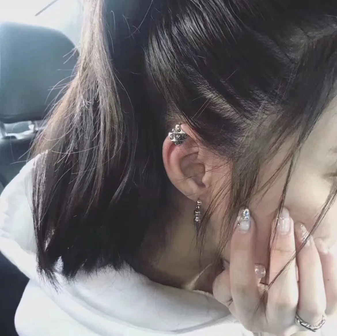 Chrome Hearts Cross Flower Ear Clip