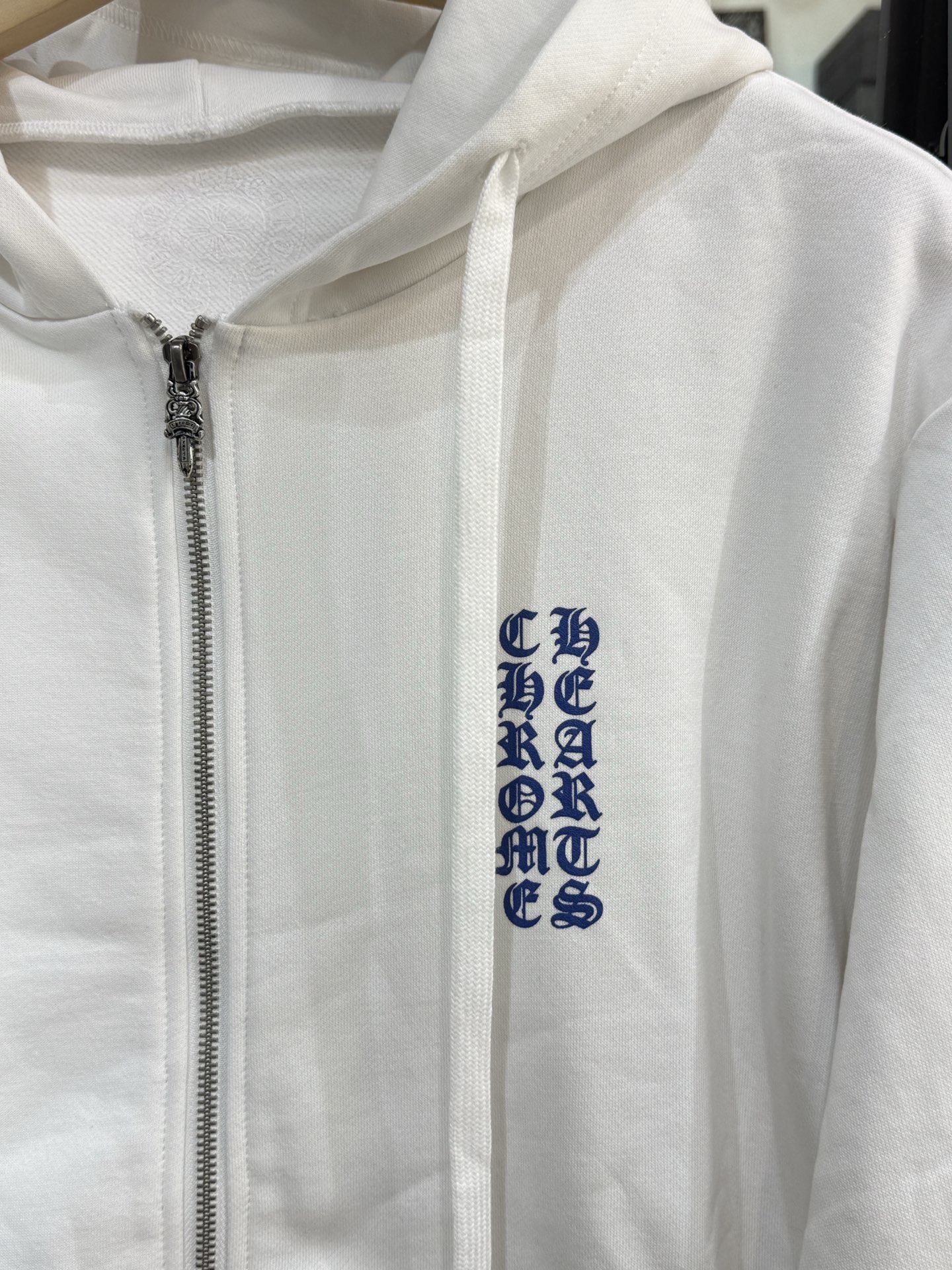 Chrome Hearts Blue Zip-Up Hoodie with Sanskrit LogoSize: S-XL