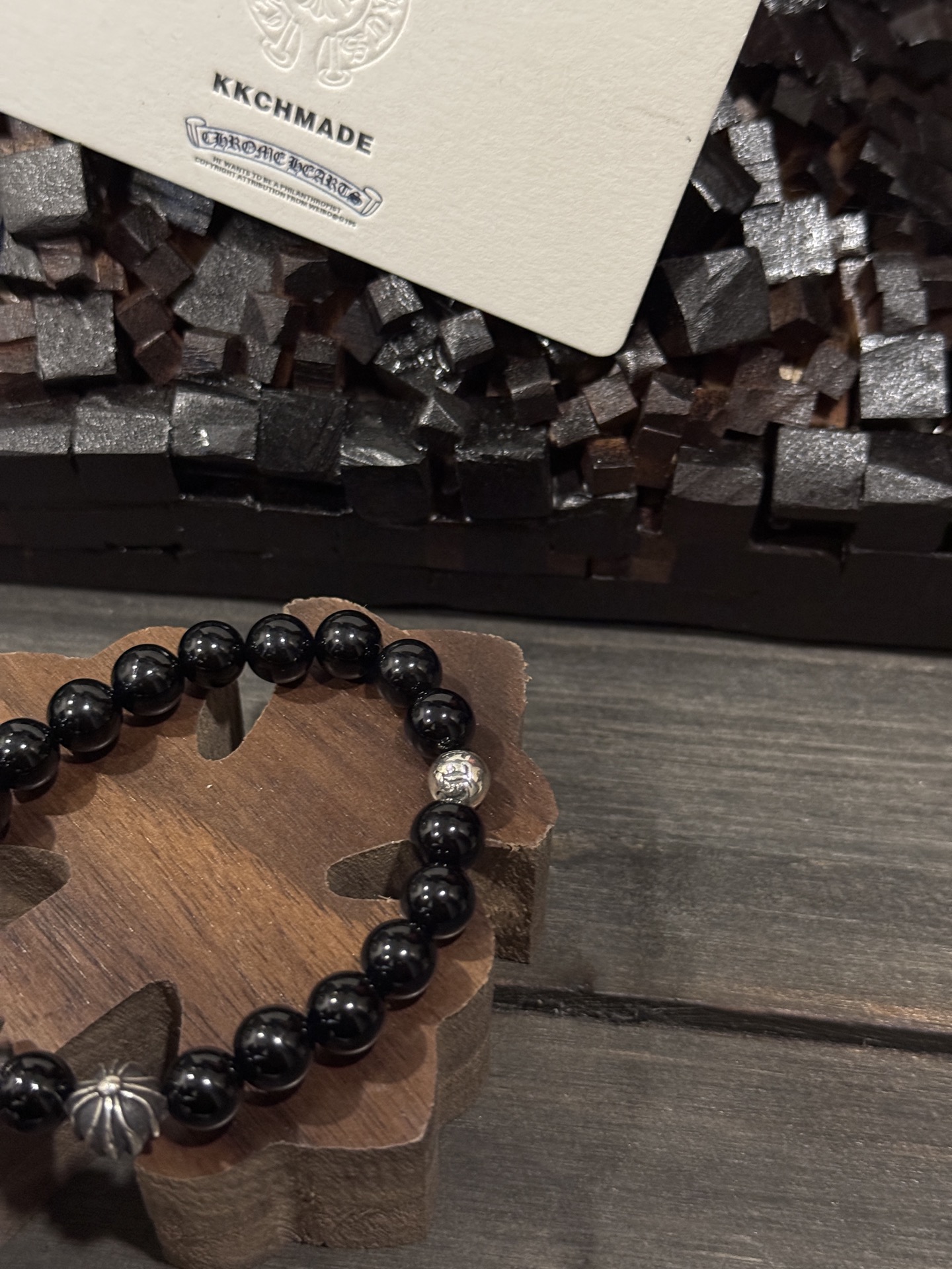 Customer order 🔝 Obsidian 4-Silver Bead Bracelet