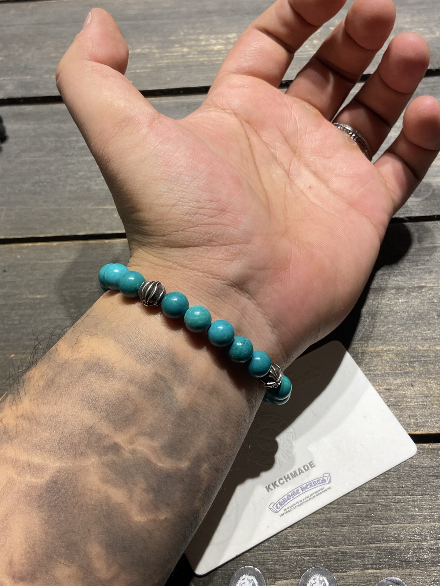 Customer order: 5-bead turquoise silver bracelet