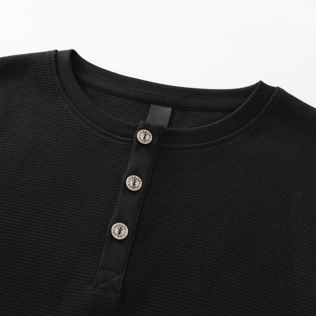 CH's new long-sleeved shirt with a cross on the back, waffle pattern. All sizes are now available. Made of 280g double-layered 100% cotton waffle pattern, it's thick, soft, and comfortable. Embroidery is processed on imported TAJIMA machines. Custom