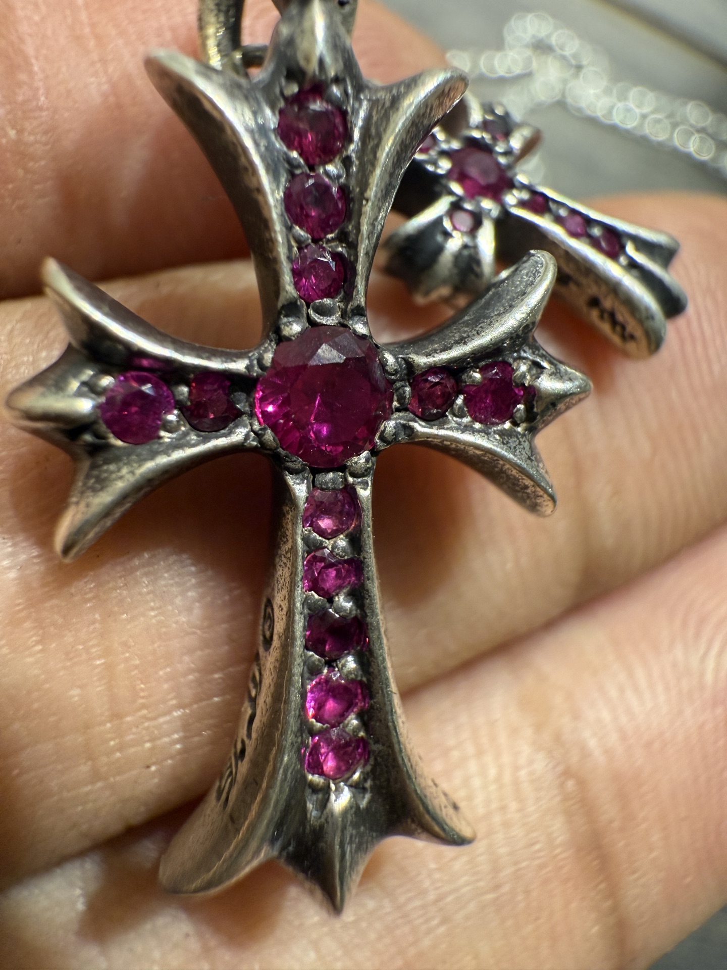 925 Sterling Silver, Red Diamond Double Cross Inlay, Top-Tier Engraving Details – Outshines All Others on the Market, the Best in China, Bar None