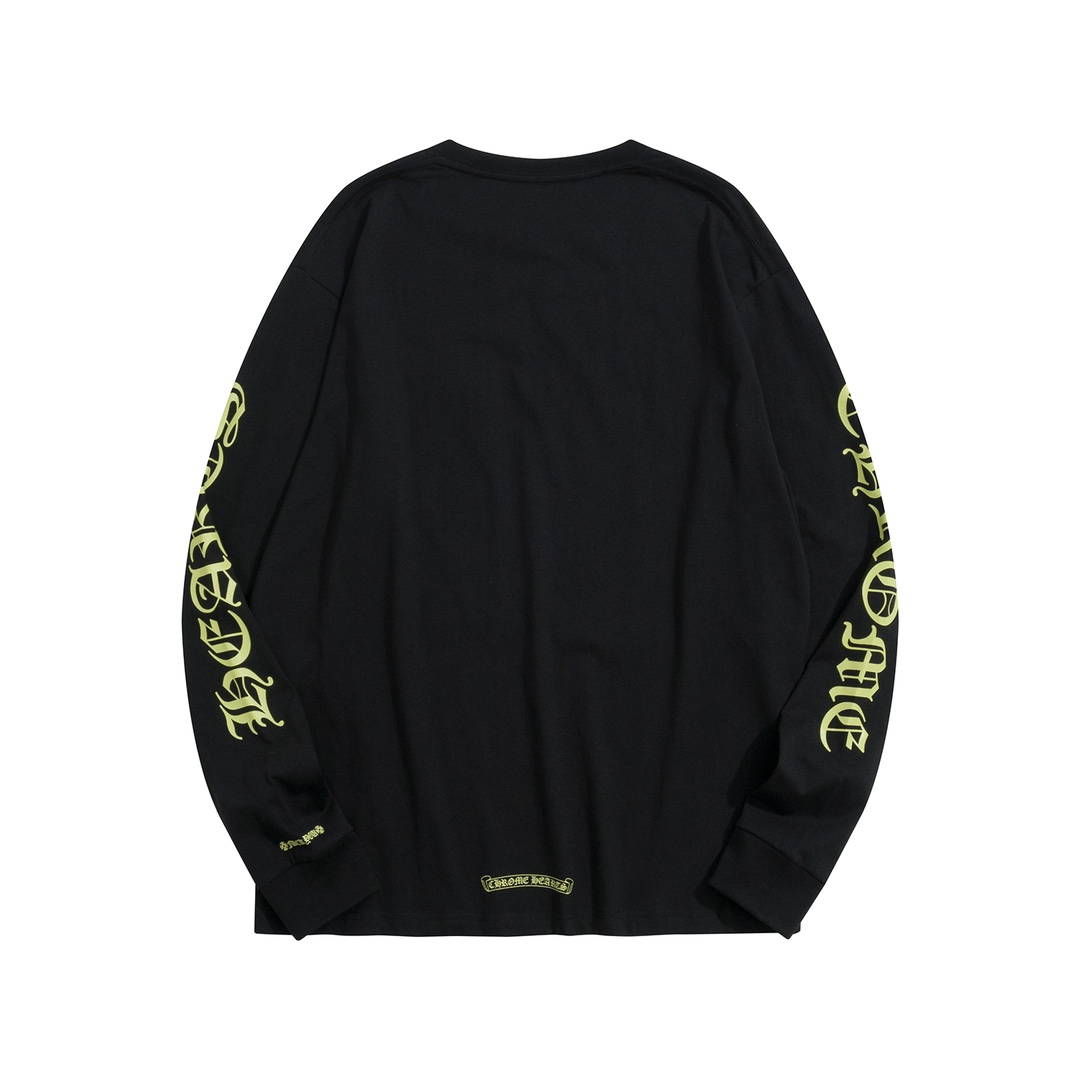CH Chrome Hearts Fluorescent Letter Sanskrit Long-Sleeve T-ShirtCustom-made comfortable cotton fabric, chest pocket design, fluorescent Sanskrit print on the collar and sleevesSizes S-XL