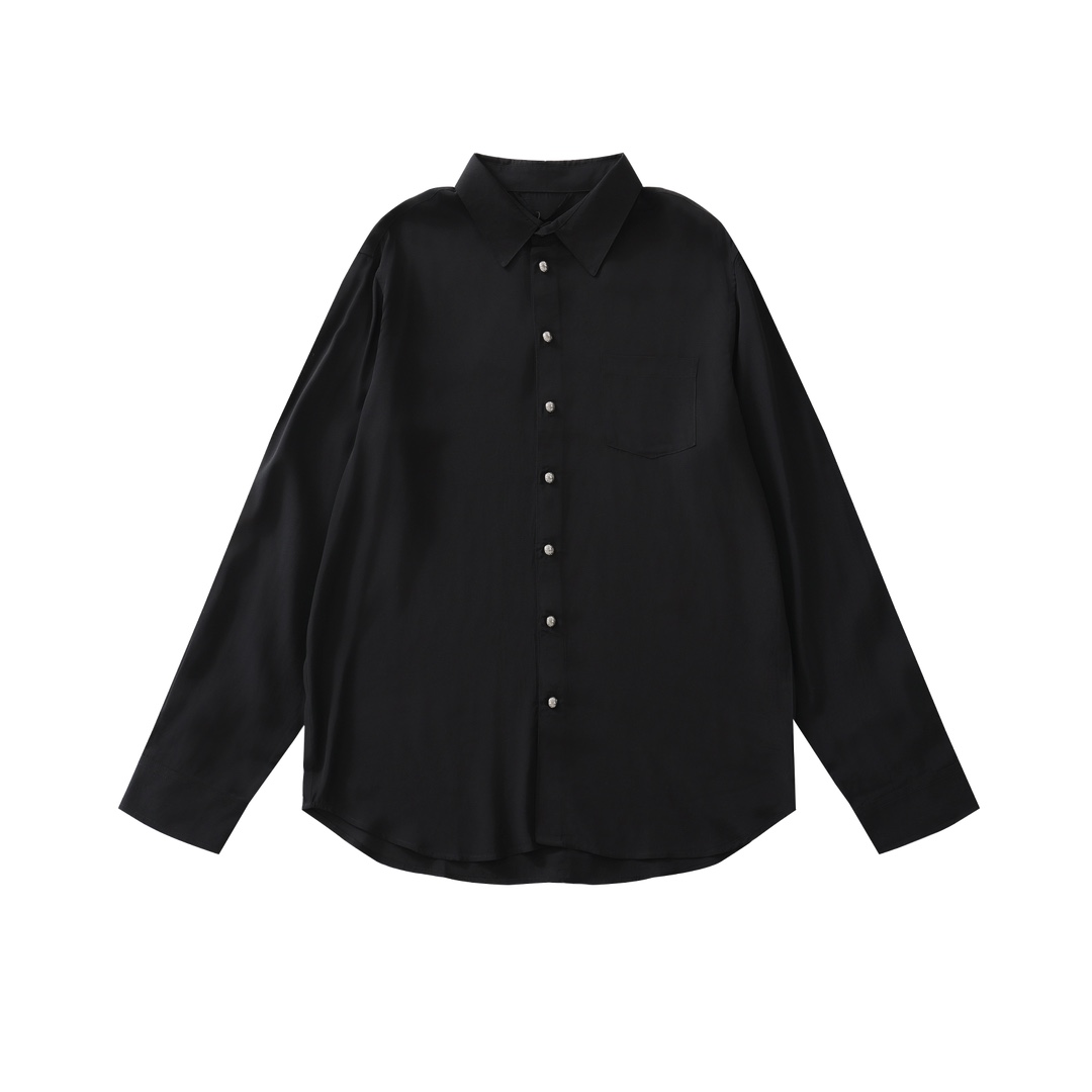 CH's new acetate cross shirt. Made of 140g premium genuine acetate material. Custom 925 silver buttons. Custom genuine leather cuffs. Hand-stitched buttons. Custom accessories. Unisex design. A street style statement. Excellent workmanship and qualit