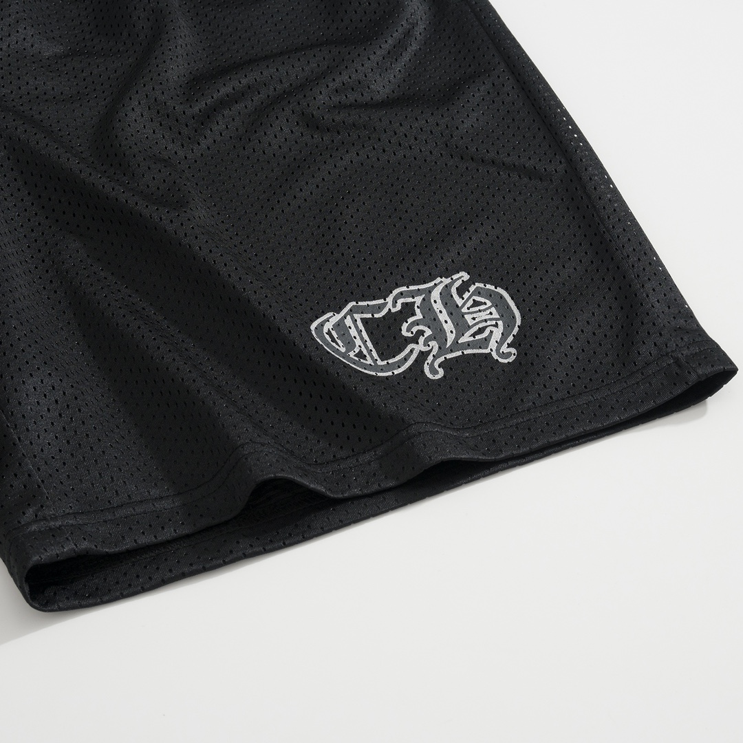CH Chrome Hearts Ice Hockey ShortsCustom mesh material, Sanskrit print, woven label embellishment, drawstring design, skin-friendly and comfortableSizes S-XL