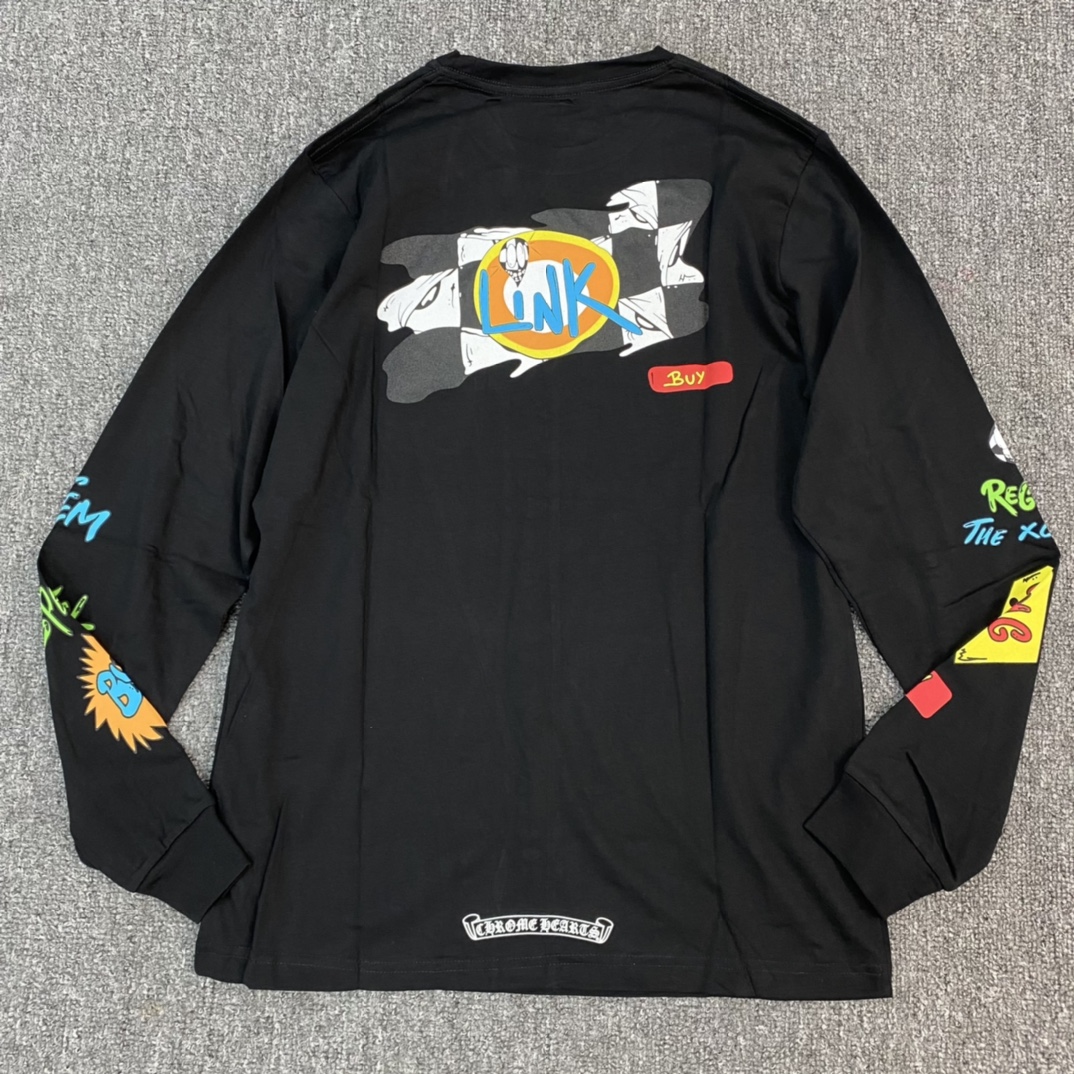 Chrome Hearts New Sbuy Cartoon Limited Edition Long-Sleeve ShirtFurniture: Custom-woven and dyed 40% count 230g pure cotton, single-sided reactive dyeing. The entire garment features a hand-printed thermosetting ink, resulting in a slightly matte f