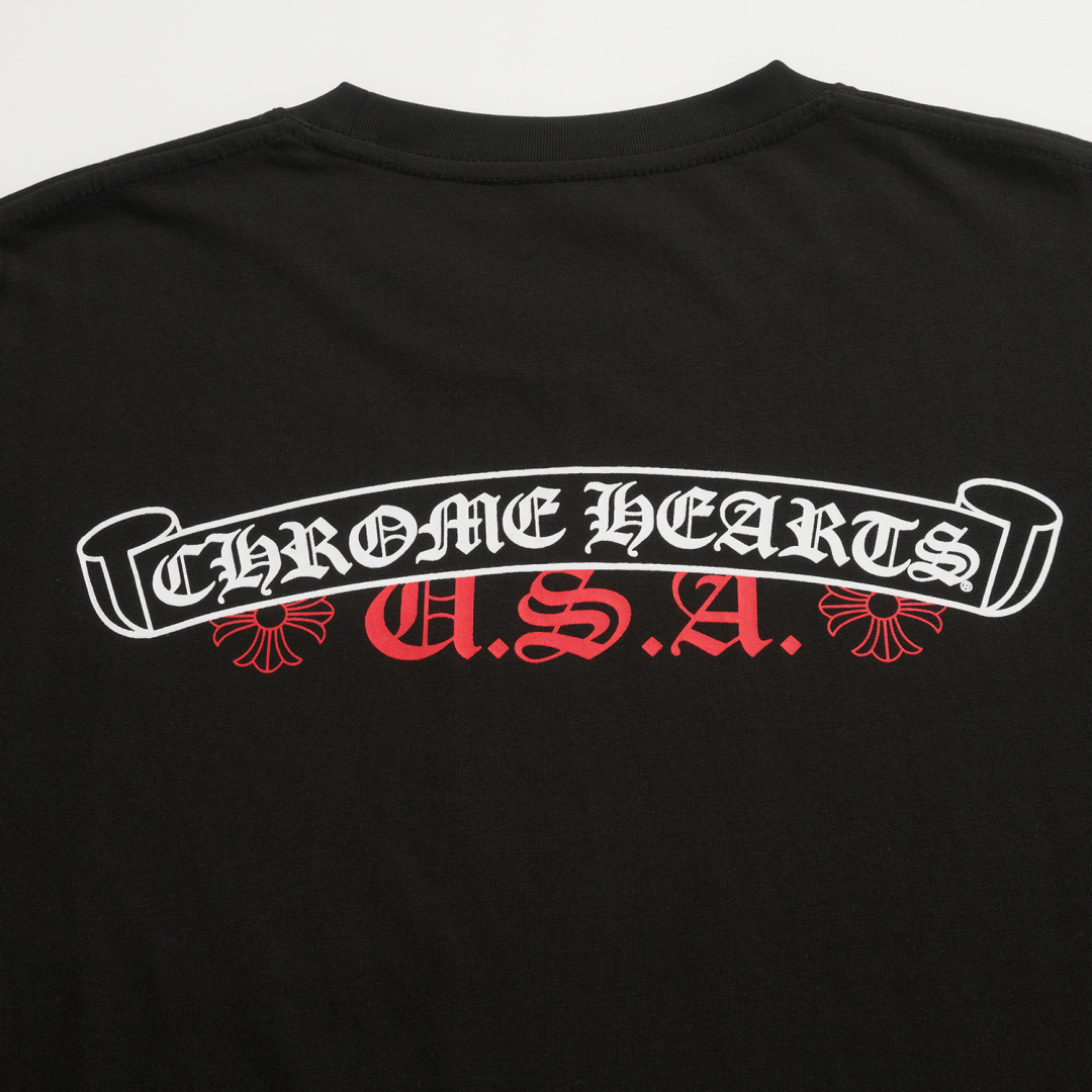 CH Chrome Hearts USA Exclusive T-ShirtThis item is made from 26-thread, 200g 100% cotton fabric, soft and breathable for ultimate comfort. The plastisol hand-printing process ensures vibrant, long-lasting colors and clear definition, showcasing uni