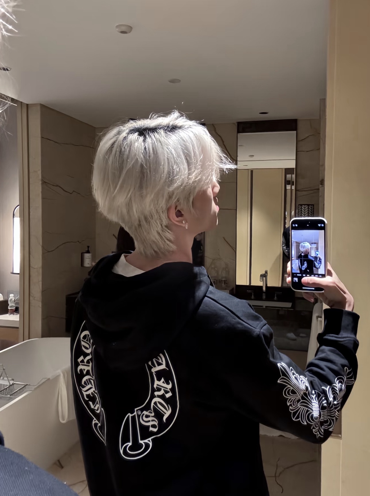 Chrome Hearts classic horseshoe double floral sleeve zip-up hoodie