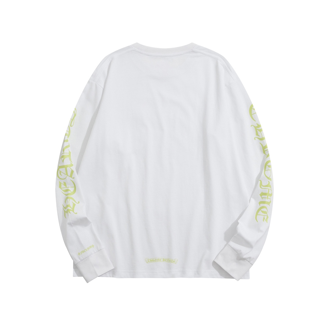 CH Chrome Hearts Fluorescent Letter Sanskrit Long-Sleeve T-ShirtCustom-made comfortable cotton fabric, chest pocket design, fluorescent Sanskrit print on the collar and sleevesSizes S-XL